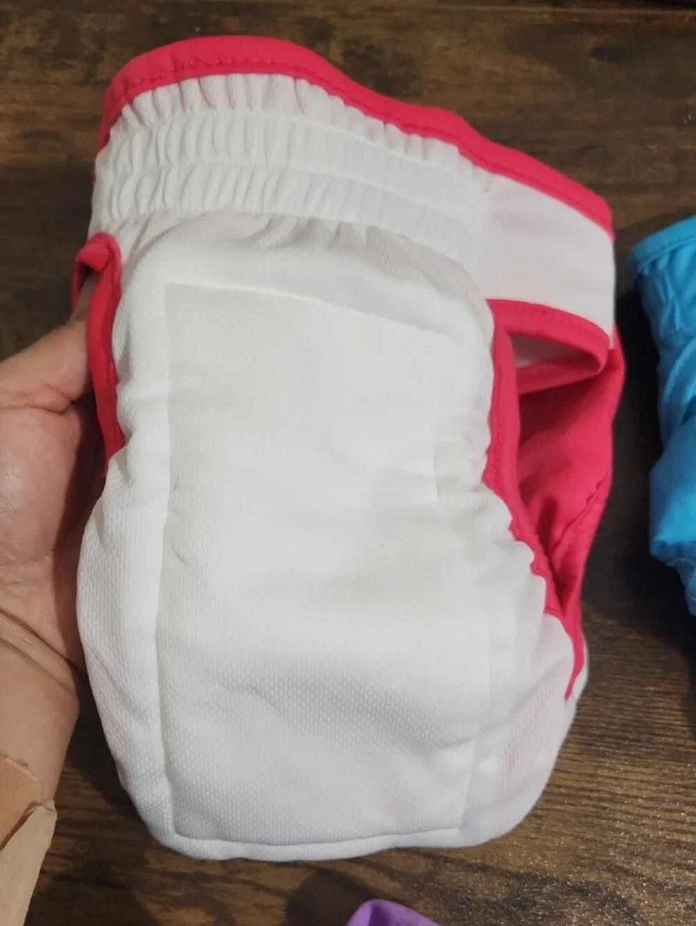 Adjustable Reusable Dog Swim Diaper - Pink, Blue & Purple
